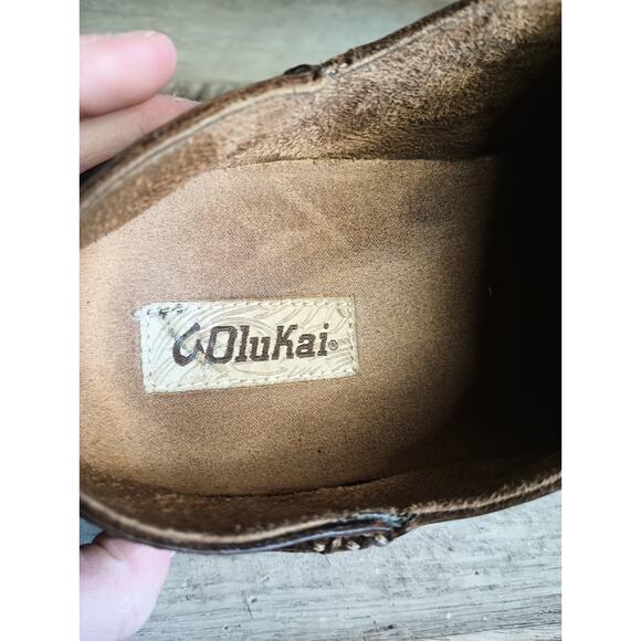 Olukai Mens Moloa Leather Slip On Shoes Loafers 11.5 Brown Island Vacation main image 4